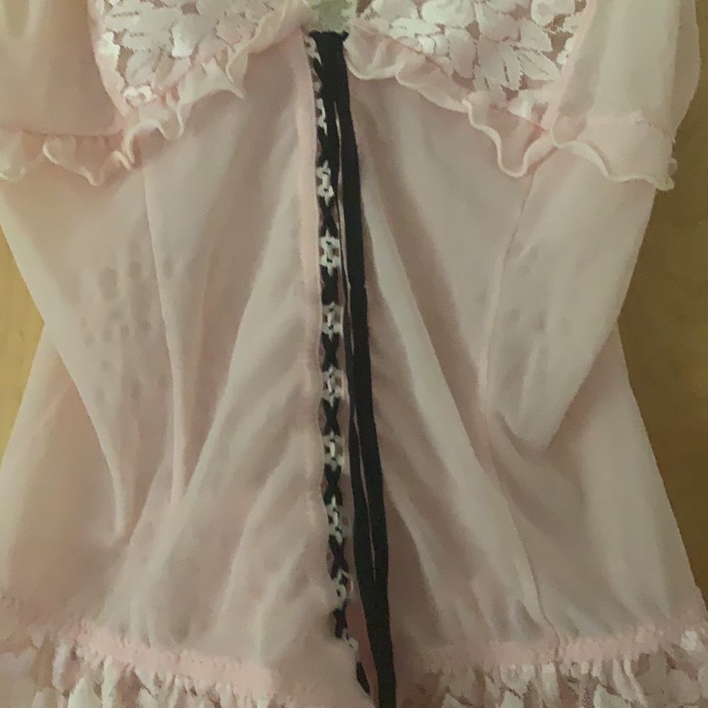 Jolie sexy lace lingerie pink corset top size M with matching panties - Picture 5 of 13